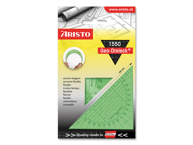 Geodriehoek Aristo 14cm groen flexibel blisterverpakking
