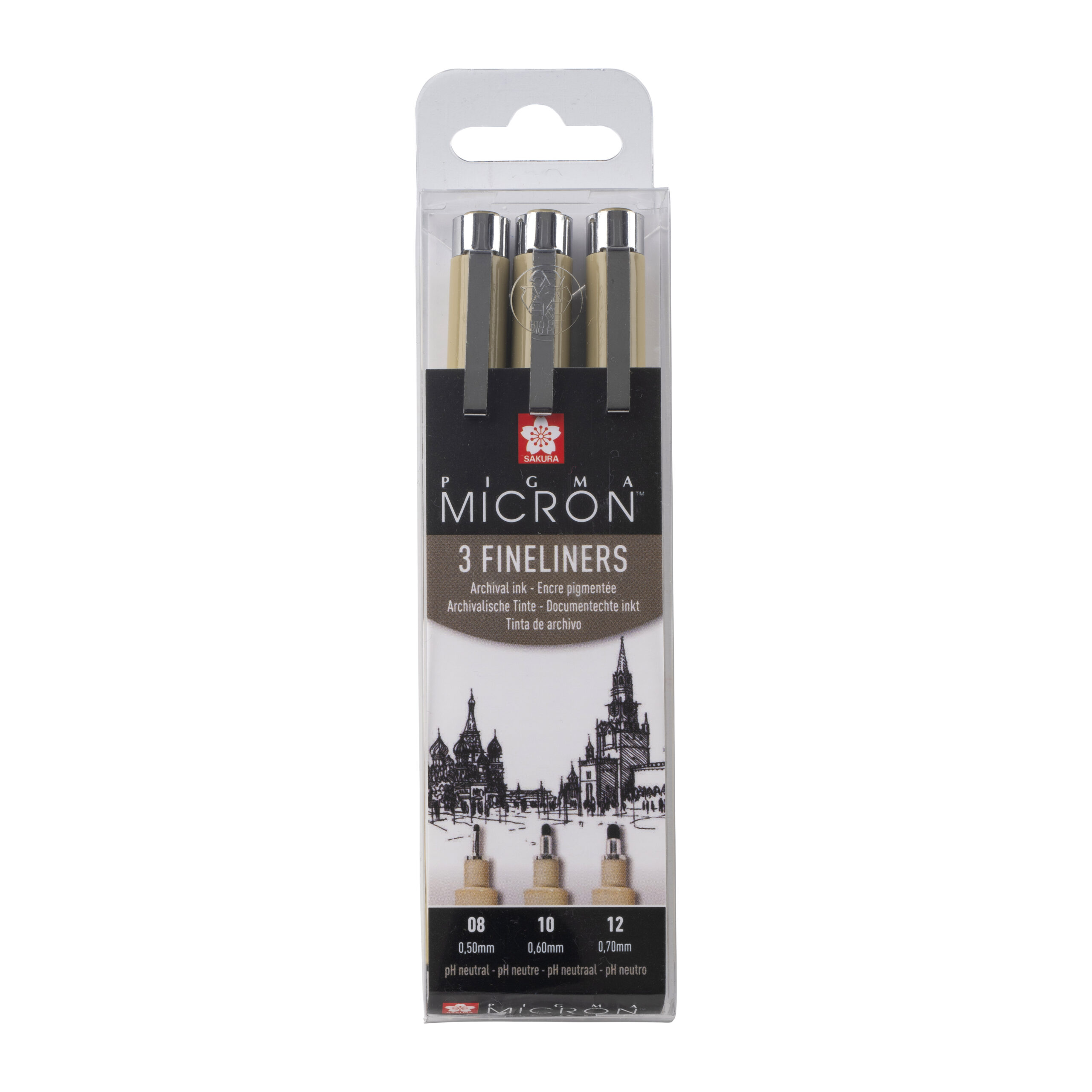 Sakura Pigma Micron Etui 3 Fineliners Zwart 08-10-12 Breed
