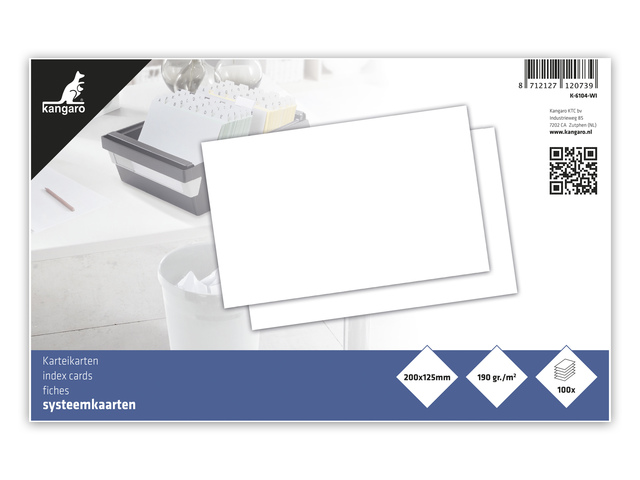Systeemkaart Kangaro 125x200mm blanco 190 grams pak a 100 vel