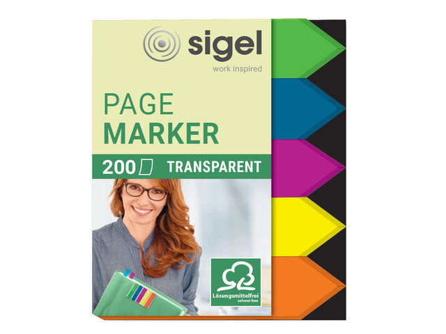Indexeringsstrookjes Sigel Film 60x45 pijl 5-kleurig 200