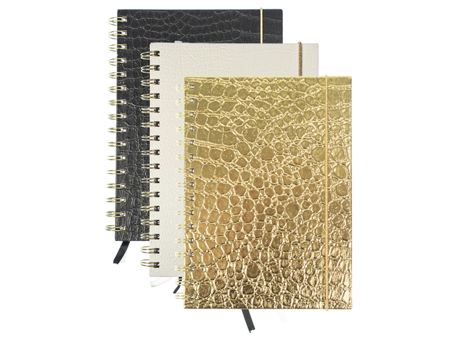 Spiraalboek Pure Croco A5 lij HC pak a 3 stuks assorti
