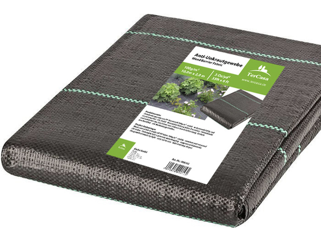 Worteldoek TerCasa PP 20m2 (2x10m) 100g/m2 zwart gevouwen