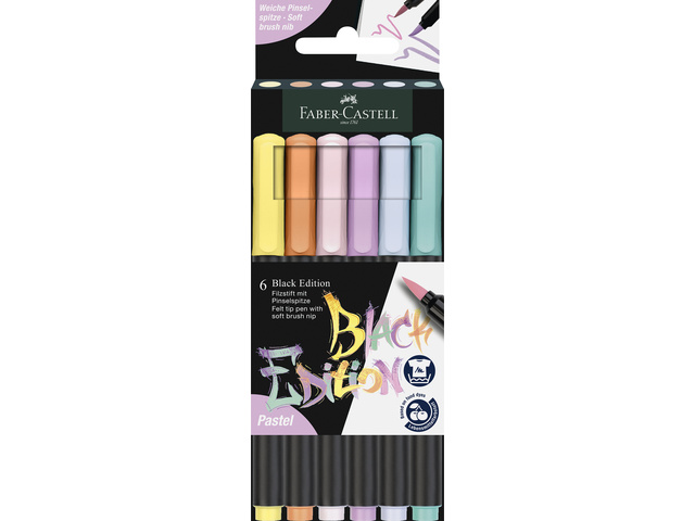 Brushpen FC Black Edition pastel 6 stuks in karton etui