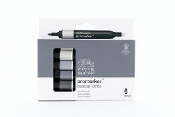 Winsor & Newton Promarker™ Set 6 Stuks Neutral Tones Grijs – Alcohol Markers