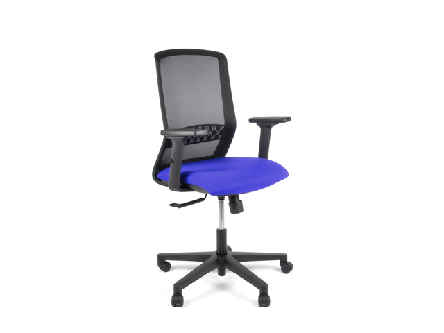 Bureaustoel Linea Tekna 01 zwart/blauw met 2D armleuning