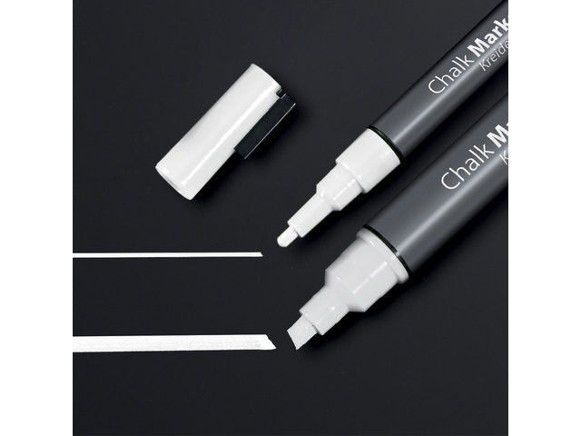 Krijtstift Sigel ronde- en beitelpunt wit set 2 stuks