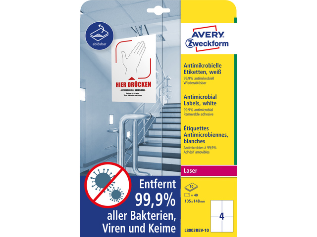 Bedrukbaar antimic. etiket Zweckform 105x148mm wit