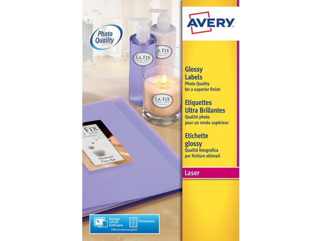 Laseretiket Avery 295x209mm wit glossy doos 40 vel 1 et. p