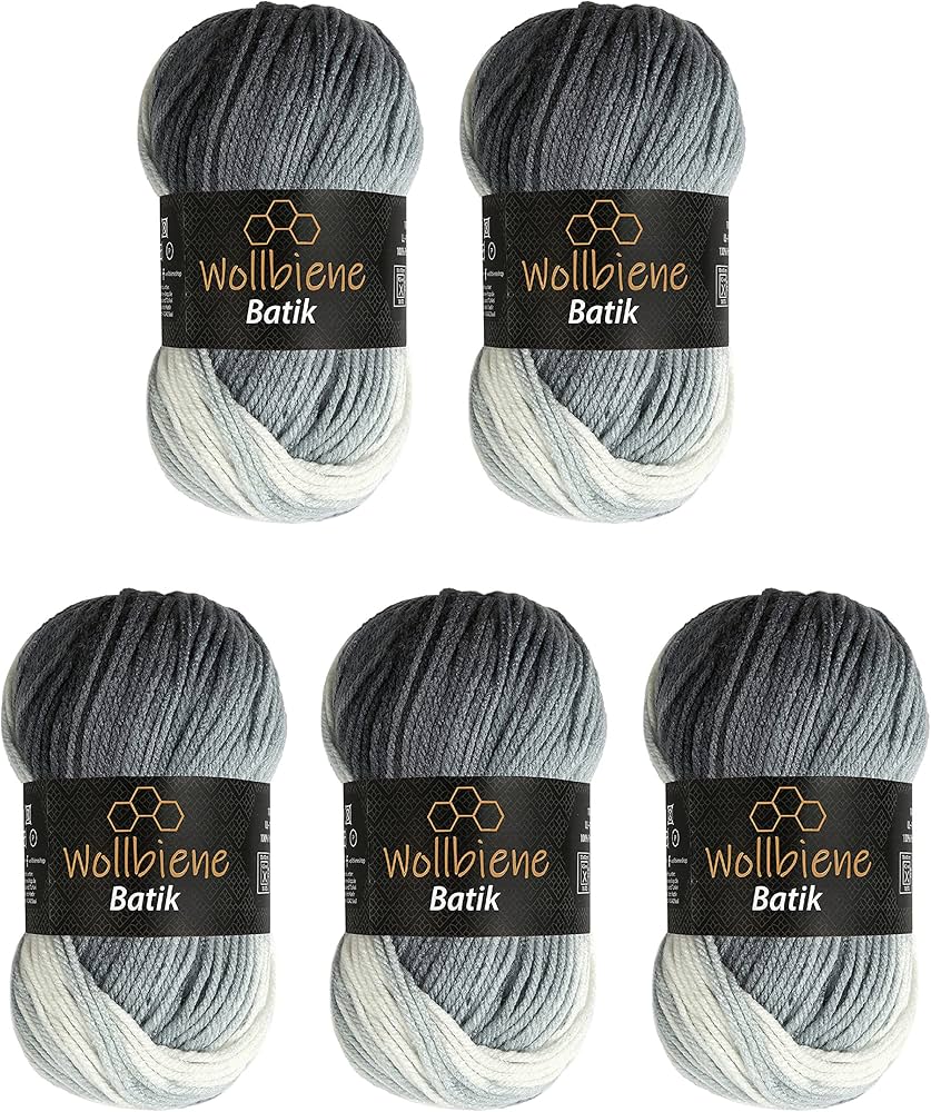 Polyacrylwol Batik 100g gemengd grijs
