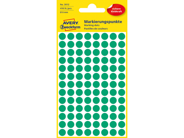 Etiket Zweckform 8mm rond blister 4 vel a 104 et. groen - AV-3012