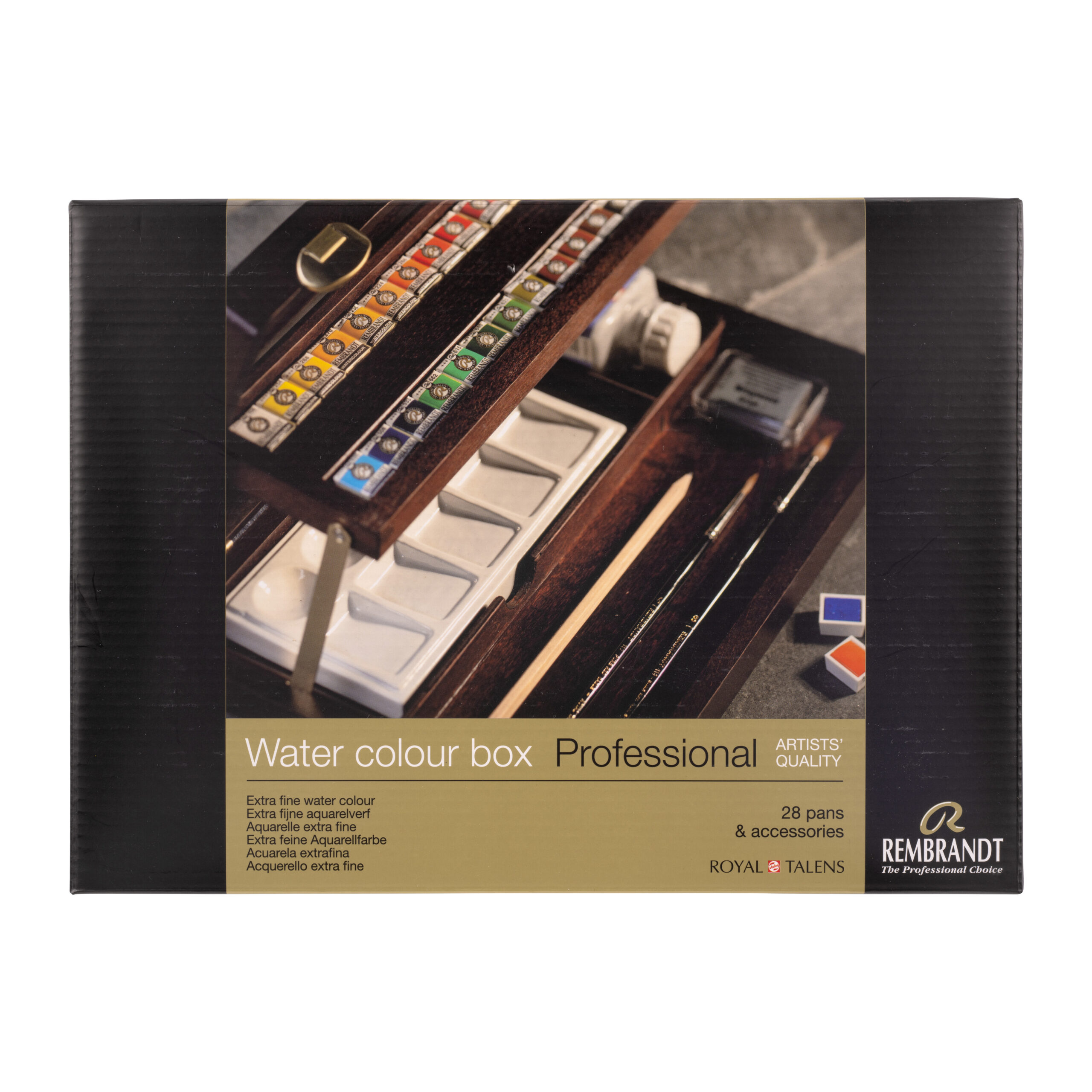 Rembrandt Aquarelverf houten kist set Professional | 28 napjes + accessoires