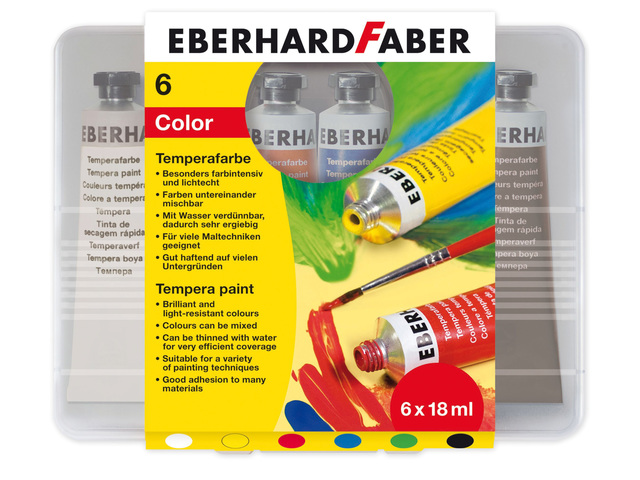 Plakkaatverf EFA 6 kleuren tube a 18 ml