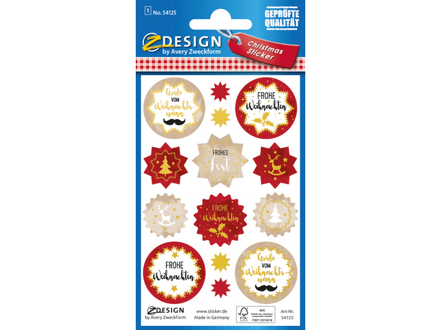 Etiket Z-design Christmas pakje a 1 vel gouden kerst