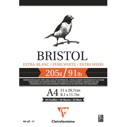 Clairefontaine Bristol glued pad 20 sheets 205g