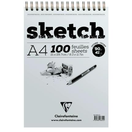Clairefontaine Sketch wirebound pad 100sh 90g Ivory