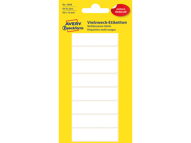 Etiket Zweckform 50x14mm wit blister a 64 etiketjes