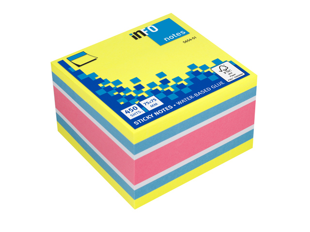 Info notes 75x75mm assorti felle kleuren blok a 450 vel - IN-5654-51