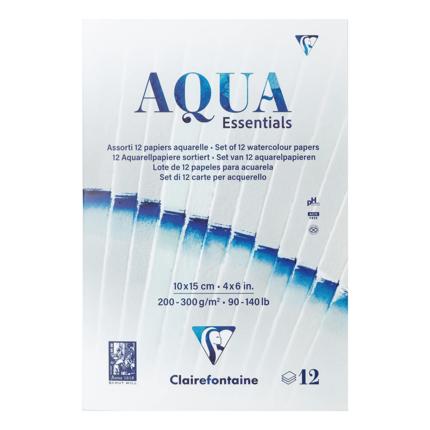 Clairefontaine Aqua Essentials 12 watercolour papers assorted 12sh 200g-300g
