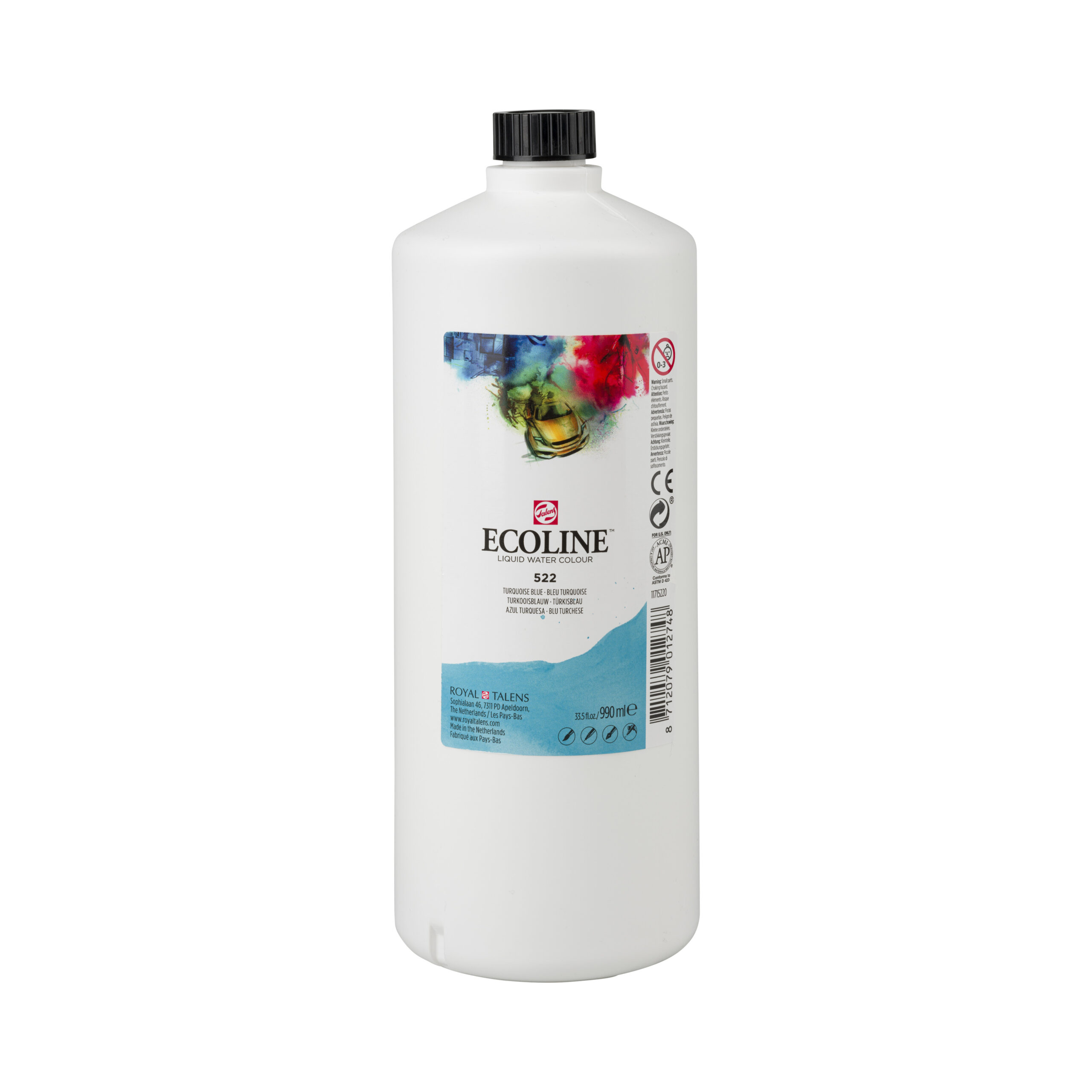 Ecoline Vloeibare Waterverf Fles 990 ml Turkooisblauw 522
