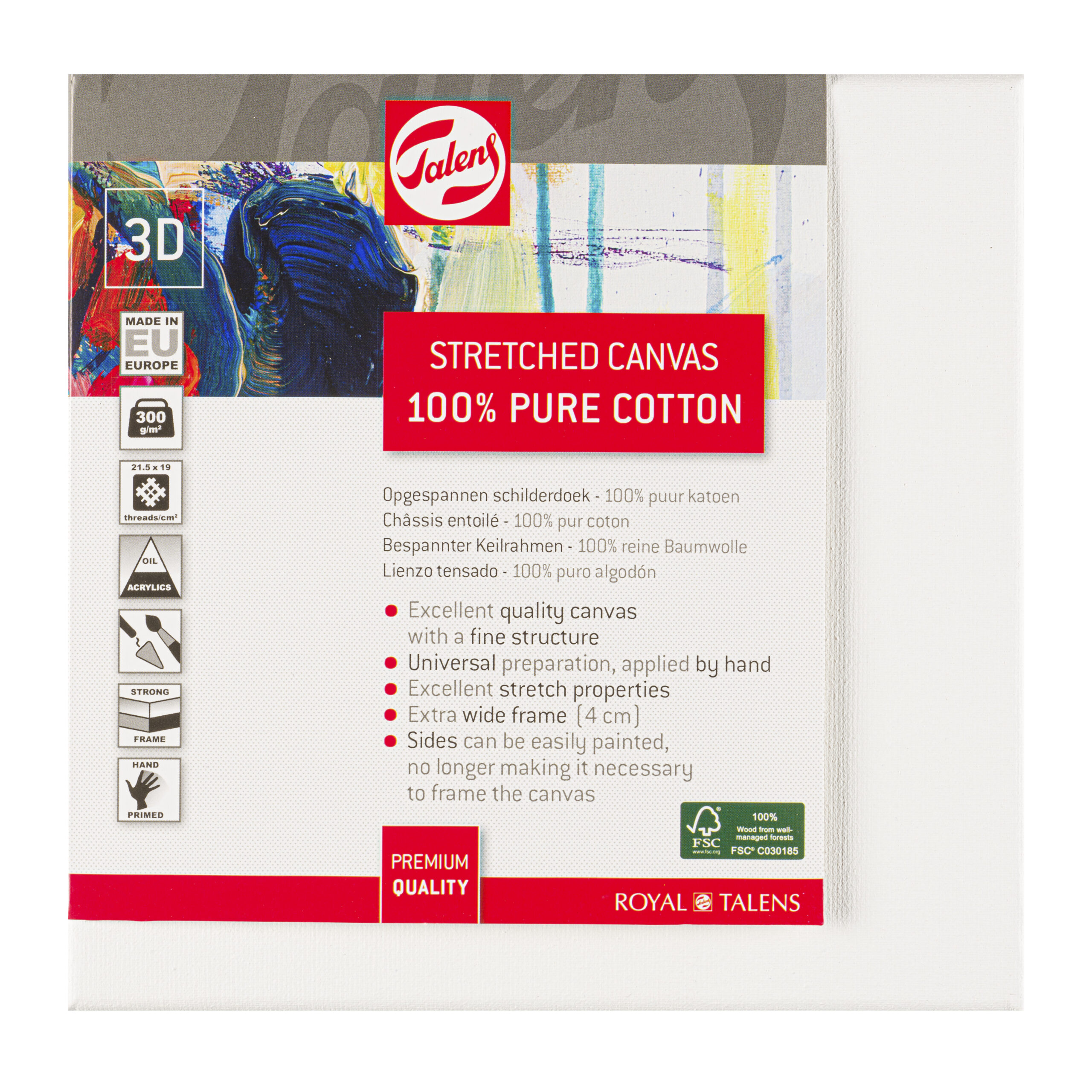Talens Schildersdoek Katoen 3D 20 x 20 cm