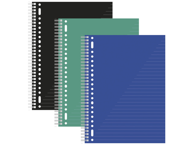 Collegeblok Kangaro A4 assort krimp a 3 stuks zwart-blauw-gr