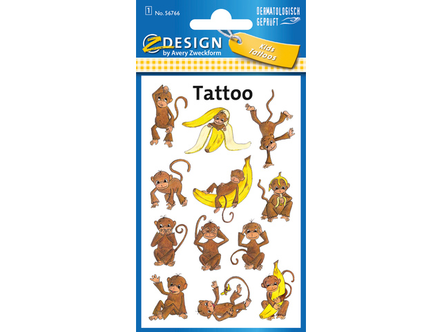 Tattoo etiket Z-design Kids pakje a 1 vel apen