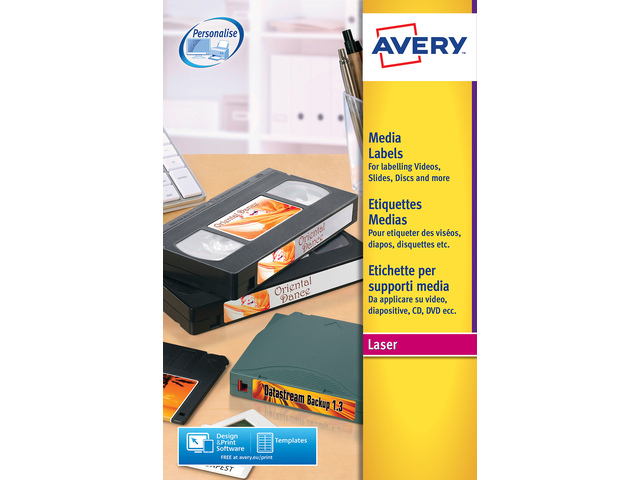 Laseretiket Avery 70x52mm wit doos 25 vel 10 et. per vel