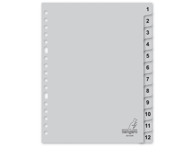 Tabblad Kangaro A5 cijfers PP 120 micron 17r. 12dlg grijs