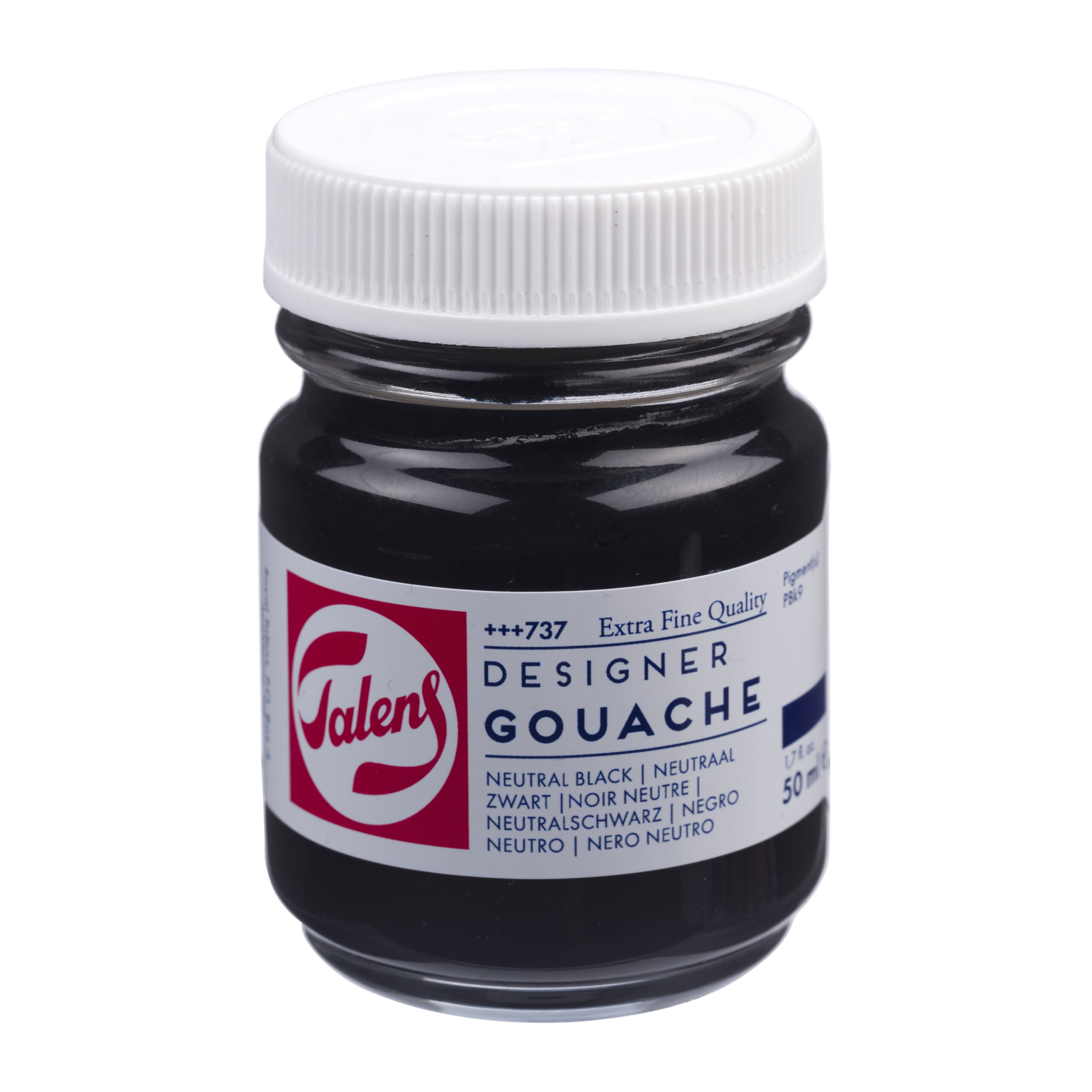 Talens Gouache Extra Fine Quality Fles 50 ml Neutraalzwart 737