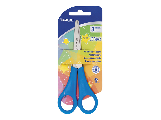 Schaar Westcott Kids 13cm RH kunststof spitse punt blauw