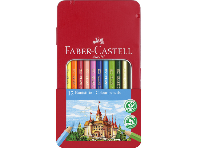 Kleurpotlood FC Castle zeskantig metalen etui à 12st.