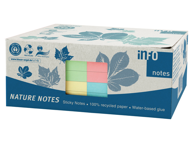 Info notes 125x75mm ass. recycled doos 12 blok