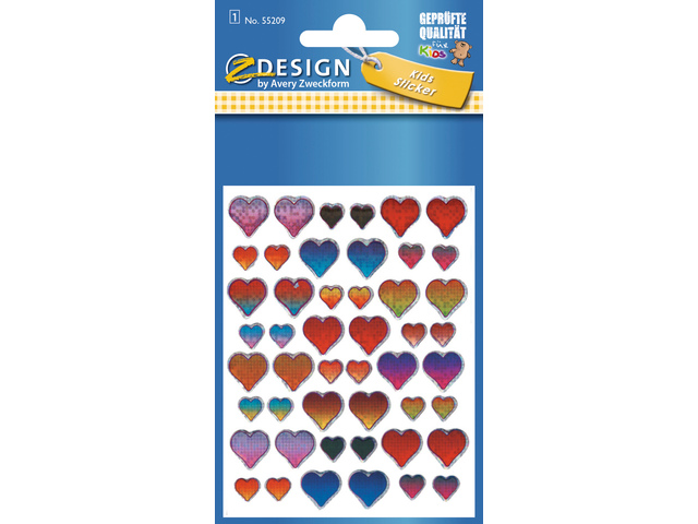 Papieretiket Z-design Creative pakje a 1 vel glossy hart
