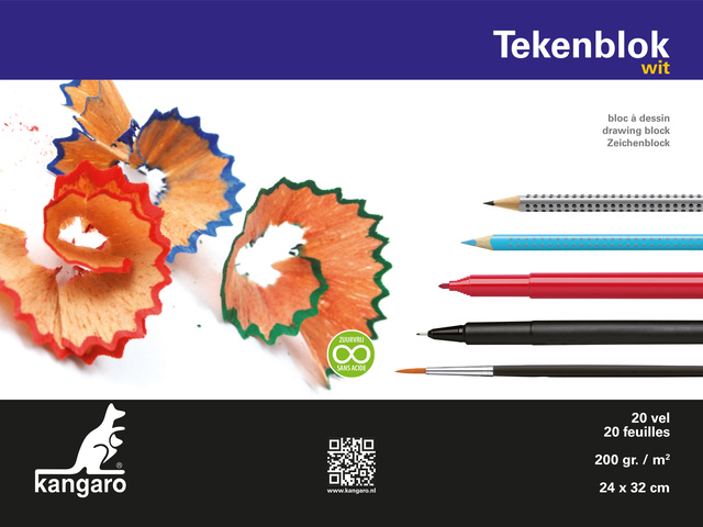Tekenblok Kangaro 240x320mm 200 gr 20 vel wit