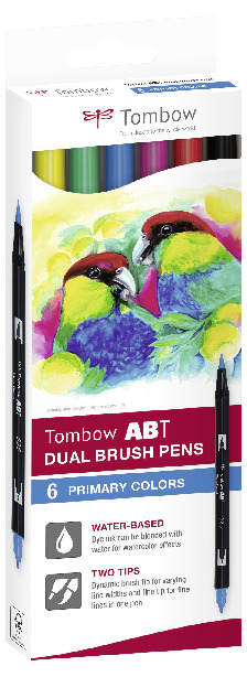 Tombow ABT Dual Brush Pen 6st set, karton