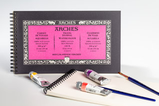 Arches Watercolour Travel Journal Hot Pressed Natural White 300 g – 15 × 25 cm – 15 Vel