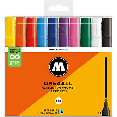 Molotow One4All 4mm Marker Basic Set 1 – 10-delige acrylmarker set
