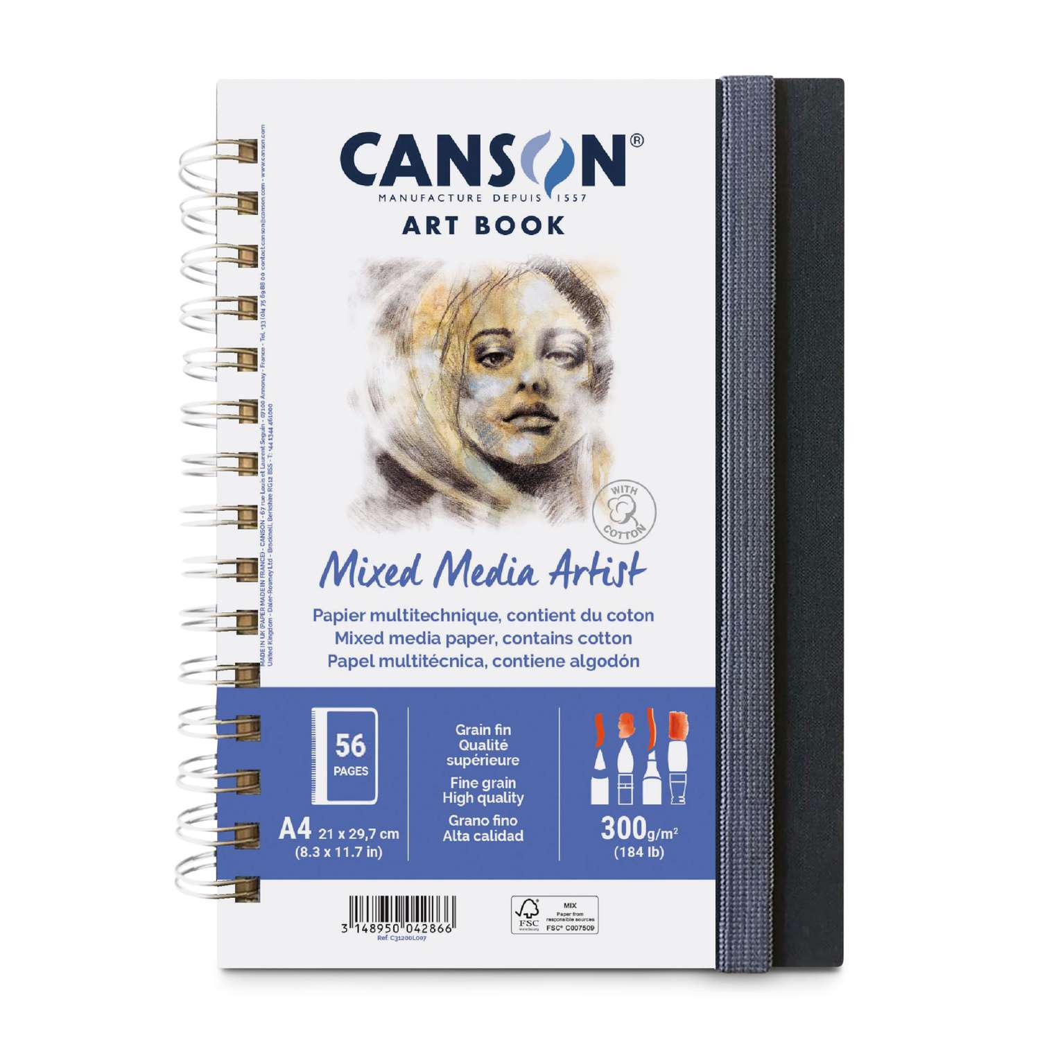 Canson mixed media artist Art Book A5 – 300 g/m² – 56 pagina’s –spiraal