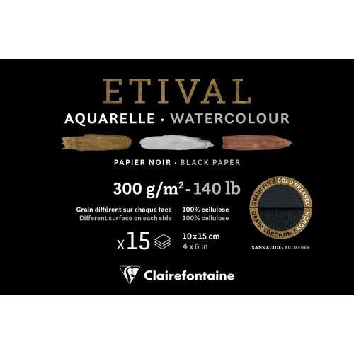 Clairefontaine ETIVAL ZWART KORREL 10X15 15 vel 300g