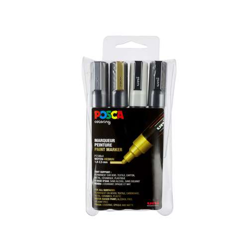 Set 4 markers Posca metaalkleur