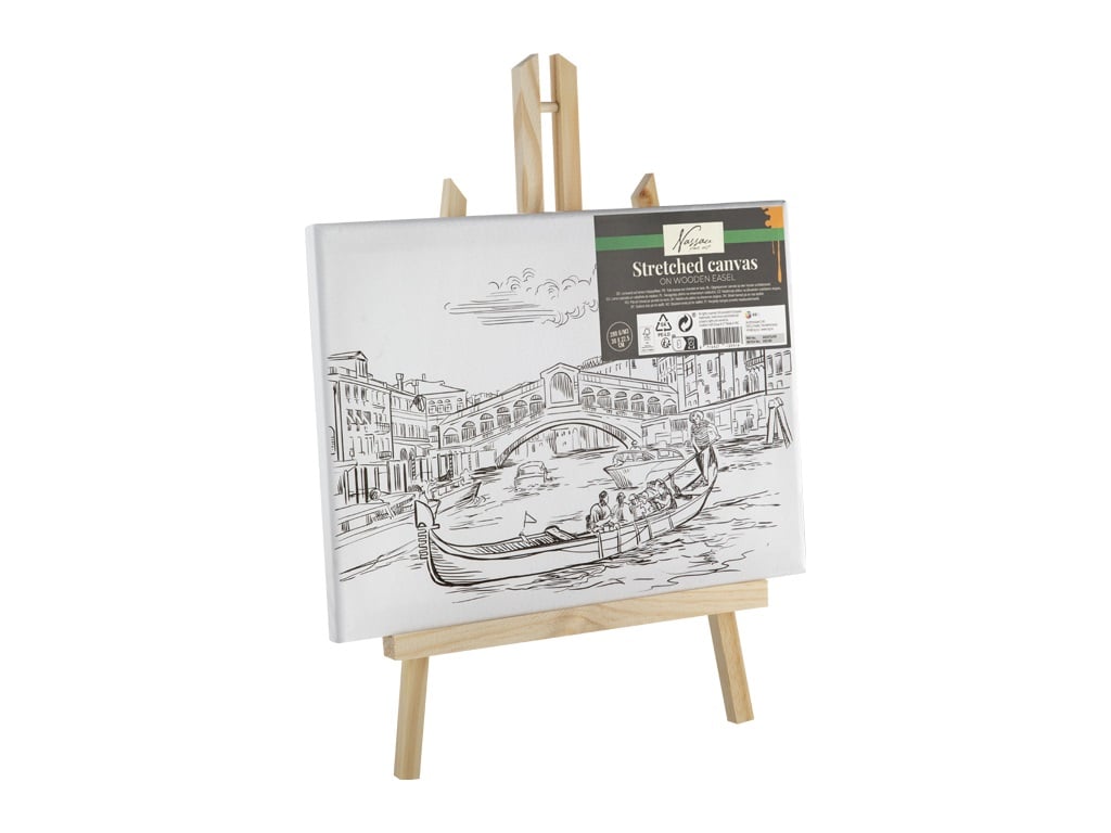 Canvas with print 30x22,5cm&wooden easel Boat