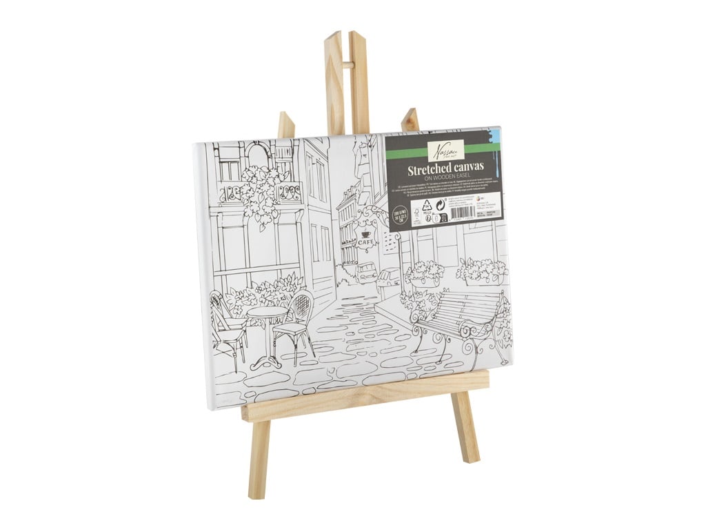 Canvas with print 30x22,5cm&wooden easel Bench
