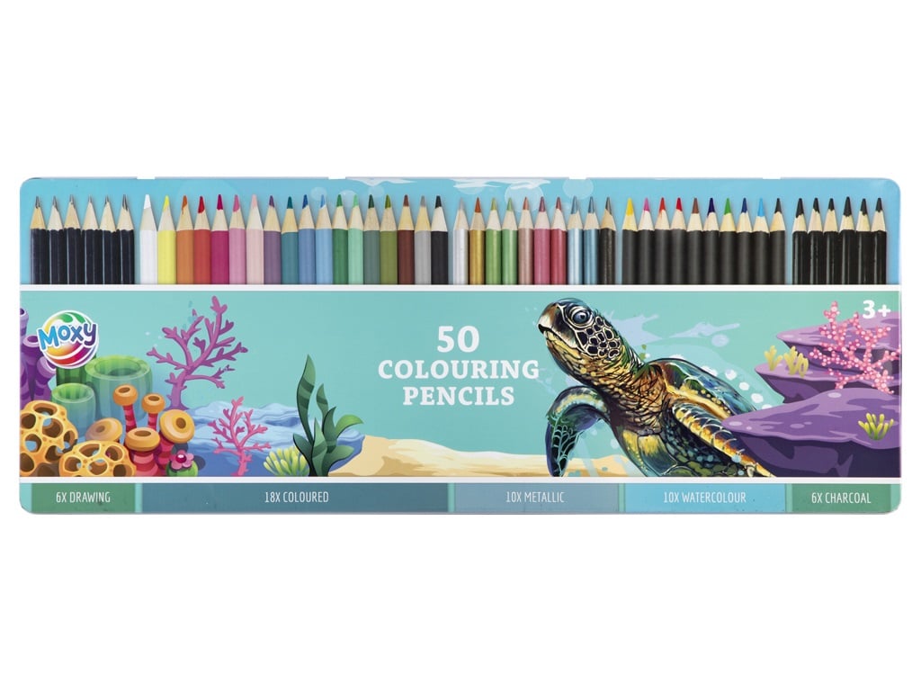 Set van 50 Kleurpotloden in Blik – Voor kinderen en hobby