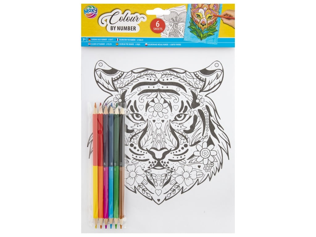 Colour by number A4, 6sheets+6pencils