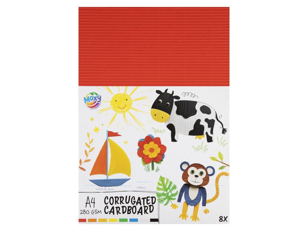 Corrugated cardboard A4, 280 gsm, 8 sheet - 8 colours