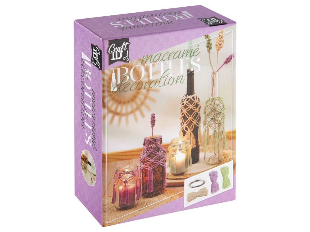 Macrame set bottle decoration with flowers FC box