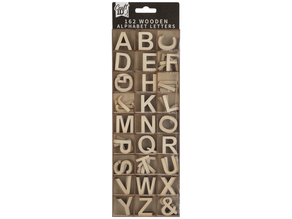 Wooden alphabet letter, 162 pcs, in wooden box