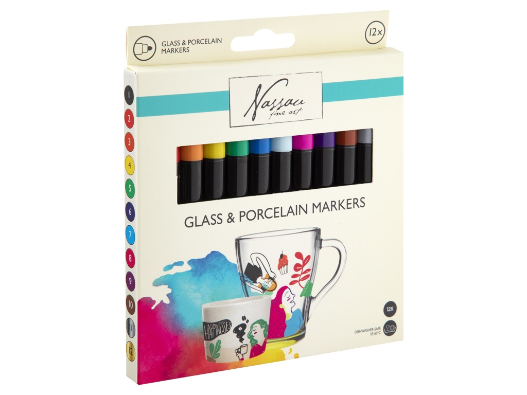 Glass & porcelain markers 12 pcs in FC window box