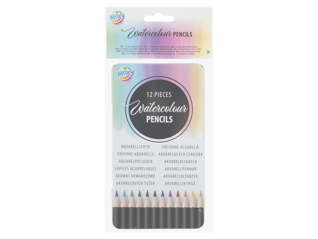 12 watercolour pencils metal box
