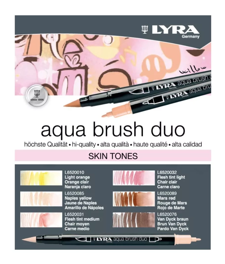 Lyra Aqua Brush Duo – Skin Tones kopen – Professionele aquarel brush pennen voor natuurlijke huidtinten